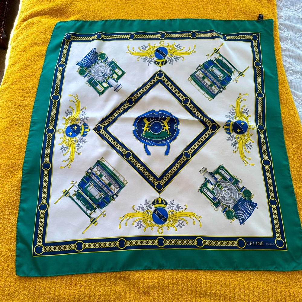 Celine vintage 100%silk scarf/very good condition